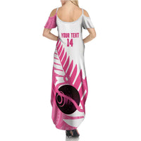 New Zealand Lawn Bowls Breast Cancer Custom Family Matching Summer Maxi Dress and Hawaiian Shirt Aotearoa Maori Silver Fern Pink Ribbon - Polynesian Pride