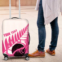 New Zealand Lawn Bowls Breast Cancer Custom Luggage Cover Aotearoa Maori Silver Fern Pink Ribbon LT14 Pink - Polynesian Pride