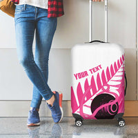 New Zealand Lawn Bowls Breast Cancer Custom Luggage Cover Aotearoa Maori Silver Fern Pink Ribbon LT14 - Polynesian Pride