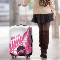 New Zealand Lawn Bowls Breast Cancer Custom Luggage Cover Aotearoa Maori Silver Fern Pink Ribbon LT14 - Polynesian Pride