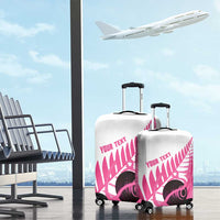 New Zealand Lawn Bowls Breast Cancer Custom Luggage Cover Aotearoa Maori Silver Fern Pink Ribbon LT14 - Polynesian Pride