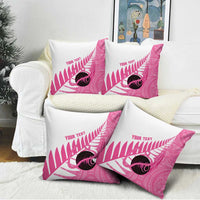 New Zealand Lawn Bowls Breast Cancer Custom Pillow Cover Aotearoa Maori Silver Fern Pink Ribbon - Polynesian Pride