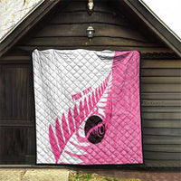 New Zealand Lawn Bowls Breast Cancer Custom Quilt Aotearoa Maori Silver Fern Pink Ribbon - Polynesian Pride