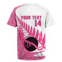 New Zealand Lawn Bowls Breast Cancer Custom Rugby Jersey Aotearoa Maori Silver Fern Pink Ribbon LT14 - Polynesian Pride