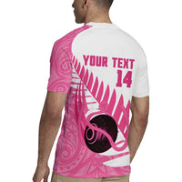 New Zealand Lawn Bowls Breast Cancer Custom Rugby Jersey Aotearoa Maori Silver Fern Pink Ribbon LT14 - Polynesian Pride