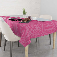 New Zealand Lawn Bowls Breast Cancer Custom Tablecloth Aotearoa Maori Silver Fern Pink Ribbon - Polynesian Pride