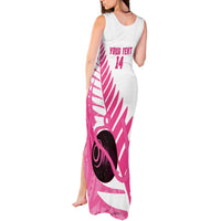 New Zealand Lawn Bowls Breast Cancer Custom Tank Maxi Dress Aotearoa Maori Silver Fern Pink Ribbon - Polynesian Pride