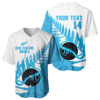 New Zealand Lawn Bowls Prostate Cancer Custom Baseball Jersey Aotearoa Maori Silver Fern Blue Ribbon - Polynesian Pride