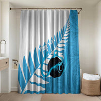 New Zealand Lawn Bowls Prostate Cancer Custom Bathroom Set Aotearoa Maori Silver Fern Blue Ribbon LT14 Shower Curtain Only Blue - Polynesian Pride