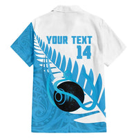 New Zealand Lawn Bowls Prostate Cancer Custom Family Matching Off Shoulder Short Dress and Hawaiian Shirt Aotearoa Maori Silver Fern Blue Ribbon - Polynesian Pride