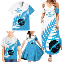 New Zealand Lawn Bowls Prostate Cancer Custom Family Matching Summer Maxi Dress and Hawaiian Shirt Aotearoa Maori Silver Fern Blue Ribbon LT14 - Polynesian Pride
