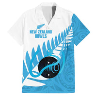 New Zealand Lawn Bowls Prostate Cancer Custom Family Matching Summer Maxi Dress and Hawaiian Shirt Aotearoa Maori Silver Fern Blue Ribbon LT14 Dad's Shirt - Short Sleeve Blue - Polynesian Pride