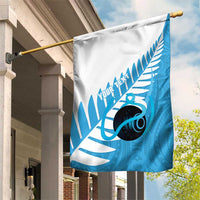 New Zealand Lawn Bowls Prostate Cancer Custom Garden Flag Aotearoa Maori Silver Fern Blue Ribbon - Polynesian Pride