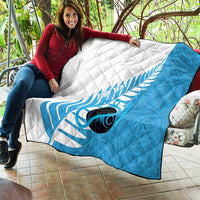 New Zealand Lawn Bowls Prostate Cancer Custom Quilt Aotearoa Maori Silver Fern Blue Ribbon - Polynesian Pride