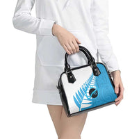 New Zealand Lawn Bowls Prostate Cancer Custom Shoulder Handbag Aotearoa Maori Silver Fern Blue Ribbon - Polynesian Pride