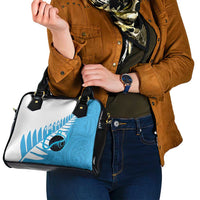 New Zealand Lawn Bowls Prostate Cancer Custom Shoulder Handbag Aotearoa Maori Silver Fern Blue Ribbon - Polynesian Pride