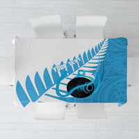 New Zealand Lawn Bowls Prostate Cancer Custom Tablecloth Aotearoa Maori Silver Fern Blue Ribbon LT14 Blue - Polynesian Pride