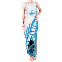 New Zealand Lawn Bowls Prostate Cancer Custom Tank Maxi Dress Aotearoa Maori Silver Fern Blue Ribbon - Polynesian Pride