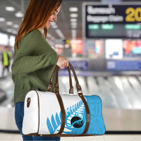 New Zealand Lawn Bowls Prostate Cancer Custom Travel Bag Aotearoa Maori Silver Fern Blue Ribbon - Polynesian Pride