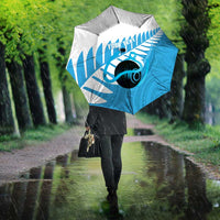 New Zealand Lawn Bowls Prostate Cancer Custom Umbrella Aotearoa Maori Silver Fern Blue Ribbon - Polynesian Pride