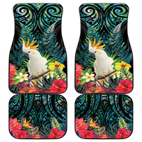 Sulphur-crested Cockatoo New Zealand Car Mats Paua Shell Aotearoa Maori Tropical Flowers - Polynesian Pride