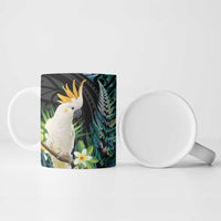 Sulphur-crested Cockatoo New Zealand Ceramic Mug Paua Shell Aotearoa Maori Tropical Flowers LT14 - Polynesian Pride