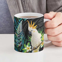 Sulphur-crested Cockatoo New Zealand Ceramic Mug Paua Shell Aotearoa Maori Tropical Flowers LT14 - Polynesian Pride