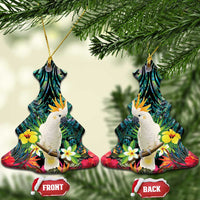 Sulphur-crested Cockatoo New Zealand Ceramic Ornament Paua Shell Aotearoa Maori Tropical Flowers - Polynesian Pride
