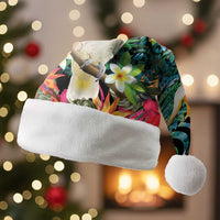 Sulphur-crested Cockatoo New Zealand Christmas Santa Hat Paua Shell Aotearoa Maori Tropical Flowers - Polynesian Pride