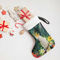 Sulphur-crested Cockatoo New Zealand Christmas Stocking Paua Shell Aotearoa Maori Tropical Flowers - Polynesian Pride