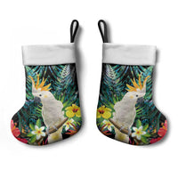 Sulphur-crested Cockatoo New Zealand Christmas Stocking Paua Shell Aotearoa Maori Tropical Flowers - Polynesian Pride