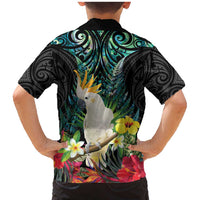 Sulphur-crested Cockatoo New Zealand Family Matching Mermaid Dress and Hawaiian Shirt Paua Shell Aotearoa Maori Tropical Flowers - Polynesian Pride