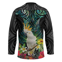 Sulphur-crested Cockatoo New Zealand Hockey Jersey Paua Shell Aotearoa Maori Tropical Flowers - Polynesian Pride
