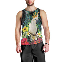 Sulphur-crested Cockatoo New Zealand Men Tank Top Paua Shell Aotearoa Maori Tropical Flowers LT14 - Polynesian Pride
