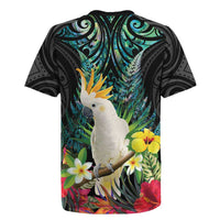 Sulphur-crested Cockatoo New Zealand Rugby Jersey Paua Shell Aotearoa Maori Tropical Flowers LT14 - Polynesian Pride