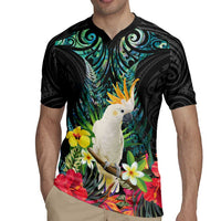 Sulphur-crested Cockatoo New Zealand Rugby Jersey Paua Shell Aotearoa Maori Tropical Flowers LT14 - Polynesian Pride