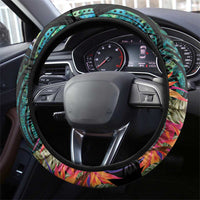 Sulphur-crested Cockatoo New Zealand Steering Wheel Cover Paua Shell Aotearoa Maori Tropical Flowers LT14 - Polynesian Pride
