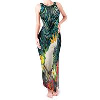 Sulphur-crested Cockatoo New Zealand Tank Maxi Dress Paua Shell Aotearoa Maori Tropical Flowers - Polynesian Pride