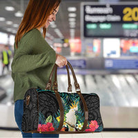 Sulphur-crested Cockatoo New Zealand Travel Bag Paua Shell Aotearoa Maori Tropical Flowers - Polynesian Pride