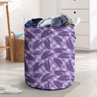 Purple Hawaii Kalo Palaka Motifs Laundry Basket Hawaiian Taro Leaves Elegant Vibes - Polynesian Pride
