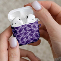 Purple Hawaii Kalo Palaka Motifs AirPods Case Hawaiian Taro Leaves Elegant Vibes LT14 - Polynesian Pride