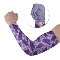 Purple Hawaii Kalo Palaka Motifs Arm Sleeves Hawaiian Taro Leaves Elegant Vibes - Polynesian Pride
