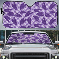 Purple Hawaii Kalo Palaka Motifs Auto Sun Shade Hawaiian Taro Leaves Elegant Vibes - Polynesian Pride