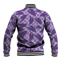 Purple Hawaii Kalo Palaka Motifs Baseball Jacket Hawaiian Taro Leaves Elegant Vibes - Polynesian Pride
