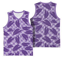 Purple Hawaii Kalo Palaka Motifs Basketball Jersey Hawaiian Taro Leaves Elegant Vibes - Polynesian Pride