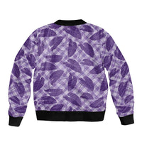 Purple Hawaii Kalo Palaka Motifs Bomber Jacket Hawaiian Taro Leaves Elegant Vibes - Polynesian Pride