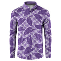 Purple Hawaii Kalo Palaka Motifs Button Sweatshirt Hawaiian Taro Leaves Elegant Vibes - Polynesian Pride