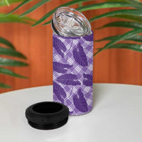 Purple Hawaii Kalo Palaka Motifs 4 in 1 Can Cooler Tumbler Hawaiian Taro Leaves Elegant Vibes - Polynesian Pride