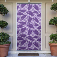 Purple Hawaii Kalo Palaka Motifs Door Cover Hawaiian Taro Leaves Elegant Vibes - Polynesian Pride