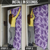 Purple Hawaii Kalo Palaka Motifs Door Cover Hawaiian Taro Leaves Elegant Vibes - Polynesian Pride